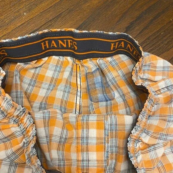 Orange and White Hanes Tagless Plaid Boxers - Picture 9 of 9